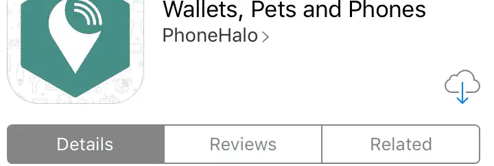 Cloud icon with down arrow on App store. Screen shot.