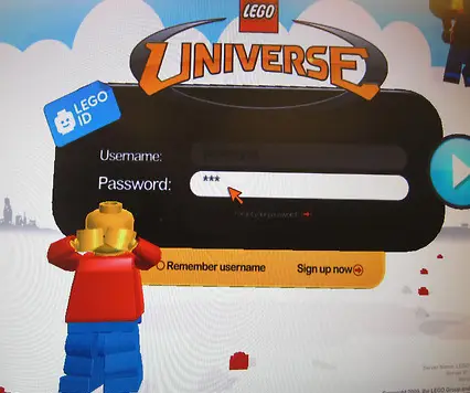 Lego guy covers his eyes when focusing on the password field.