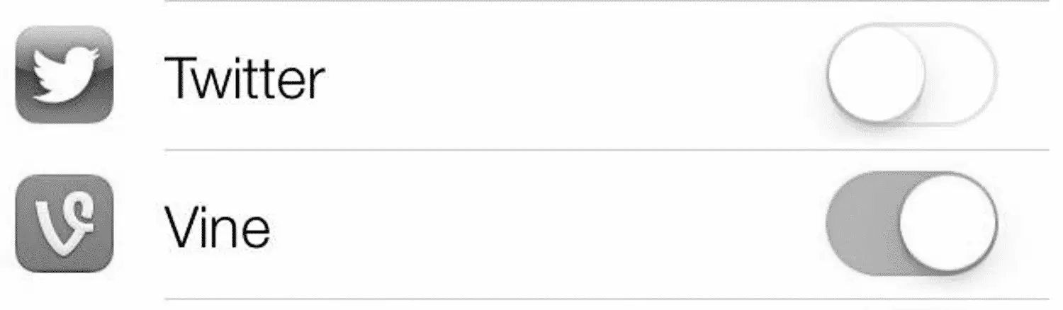 A toggle in black and white. One turned on and one turned off. Can't tell which one is which.