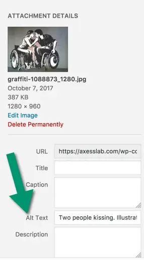 Alt-text input field in wordpress.