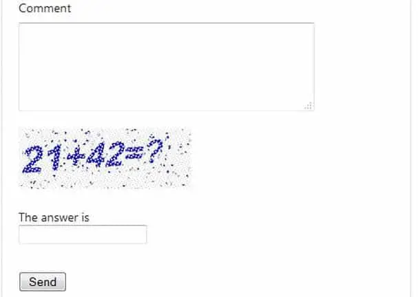 Math captcha, "21+42="