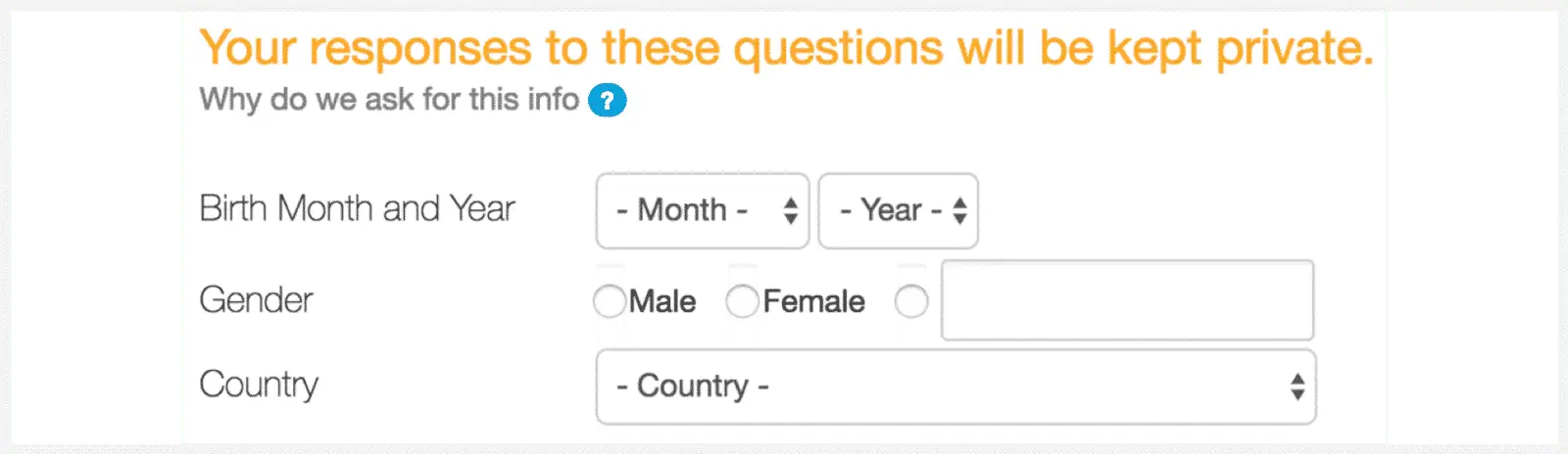 Male, Female and an input field.