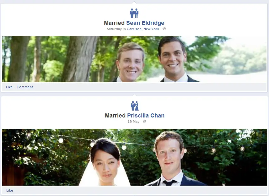 Facebook icons two men for male marriage.