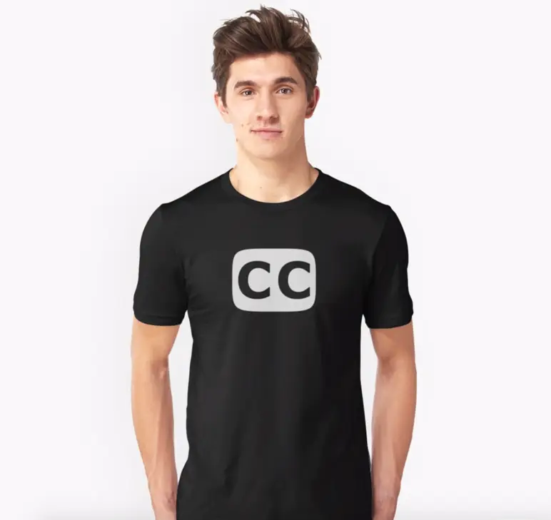 Black t-shirt with cc on it.