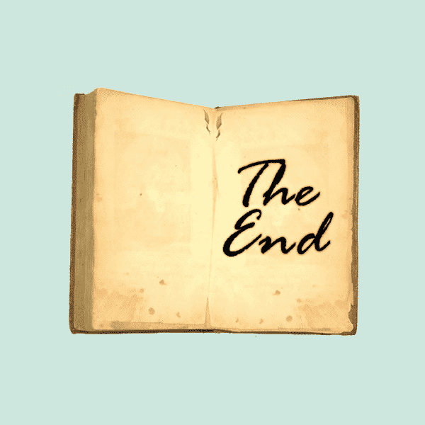 Book opened to the last page displaying "The end".