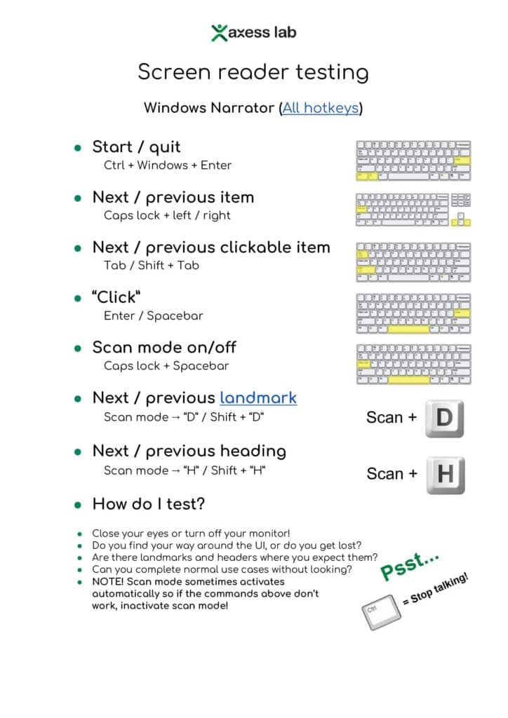 Axess Lab | Screen reader quick guide
