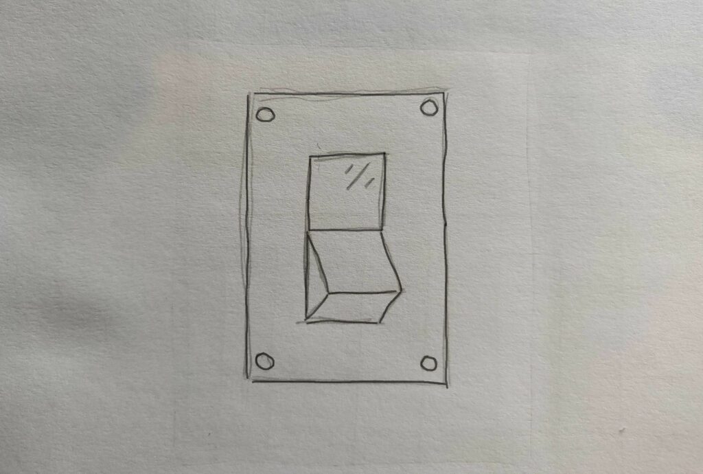 Physical lamp toggle without labels, pencil drawing.