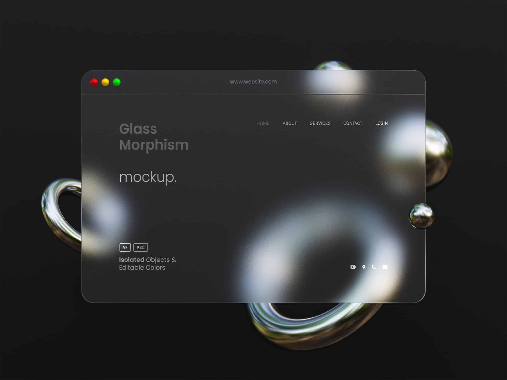 Glassmorphism mockup with transparent glass plate frosted acrylic