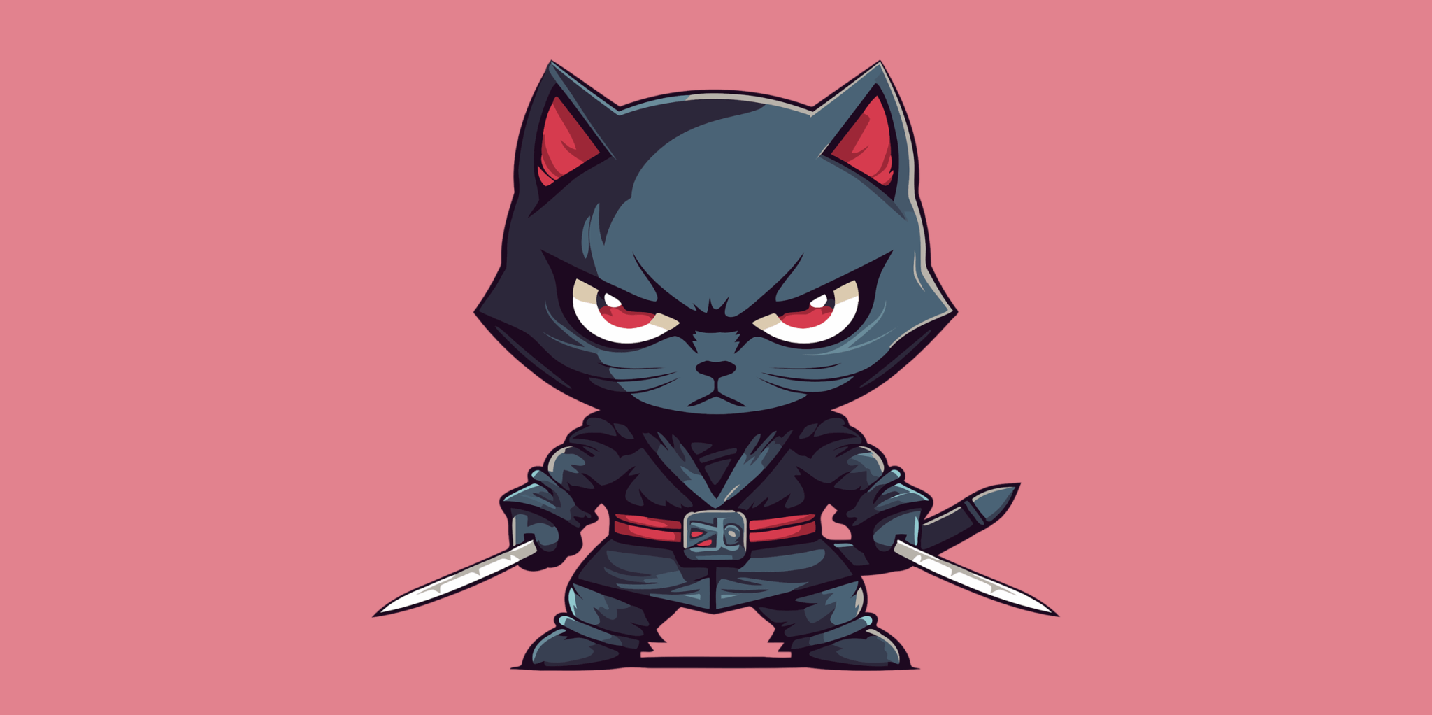 Awesome ninja cat illustration. 