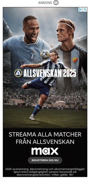 Dn.se, allsvenskan MAX ad. Default view.