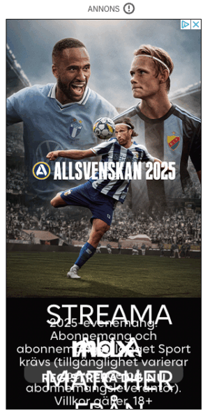 Dn.se, allsvenskan MAX ad. Text resize fail when text overlaps.